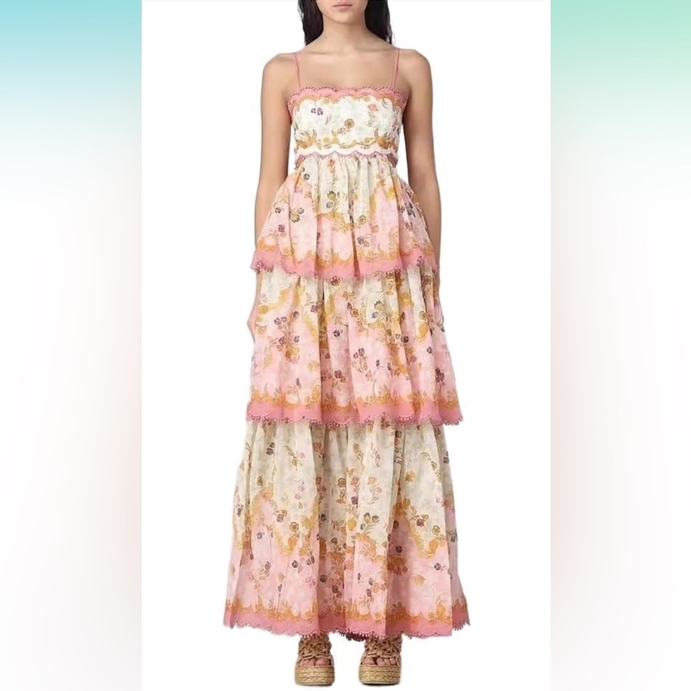 Amazon Lace Up Ruffle Flower Dress Medium NWT